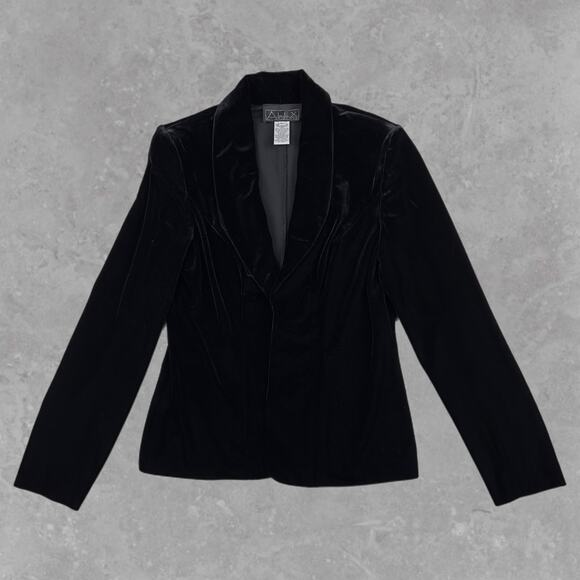 Alex Evenings Jackets & Blazers - Vintage Alex Evenings Black Crushed Velvet Blazer Size M